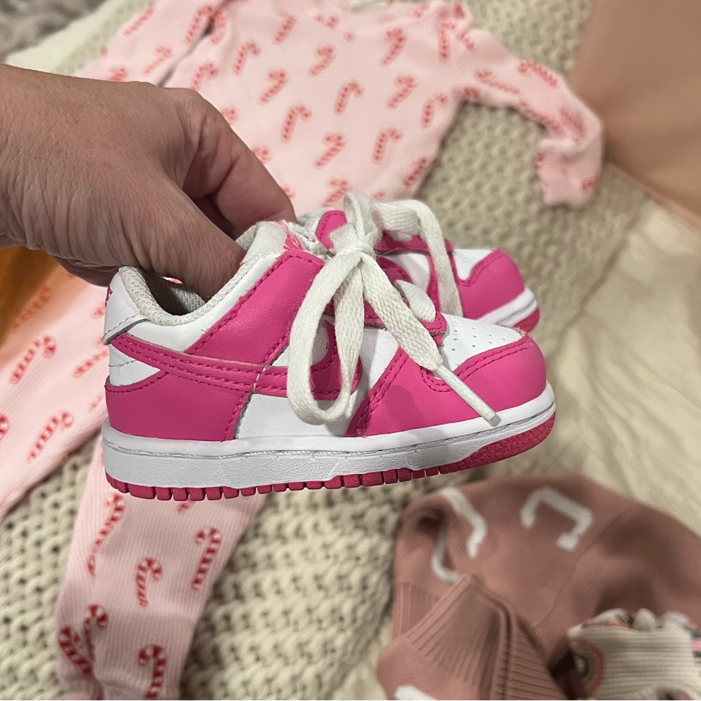 Jordan Kids Pink and White Sneakers